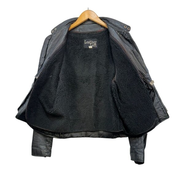 Leather Loft Mens Black Leather Jacket Size 40 With Zipper & Button Closure - Picture 7 of 16